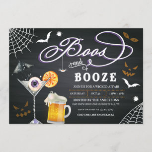 Boos Y Booze Invitación A La Fiesta De Halloween
