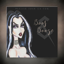 Boos y Booze Invitación a la fiesta de Halloween p