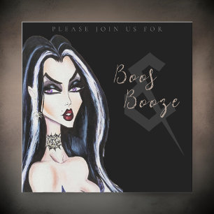 Boos y Booze Invitación a la fiesta de Halloween p