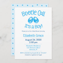 Bootie Call Blue Baby Boy Shower Invitación