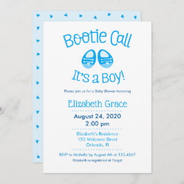 Bootie Call Blue Baby Boy Shower Invitación