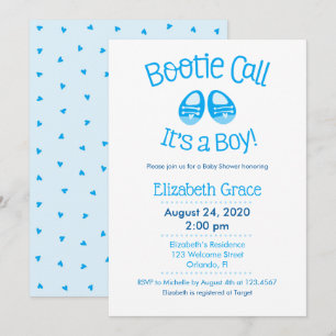 Bootie Call Blue Baby Boy Shower Invitación