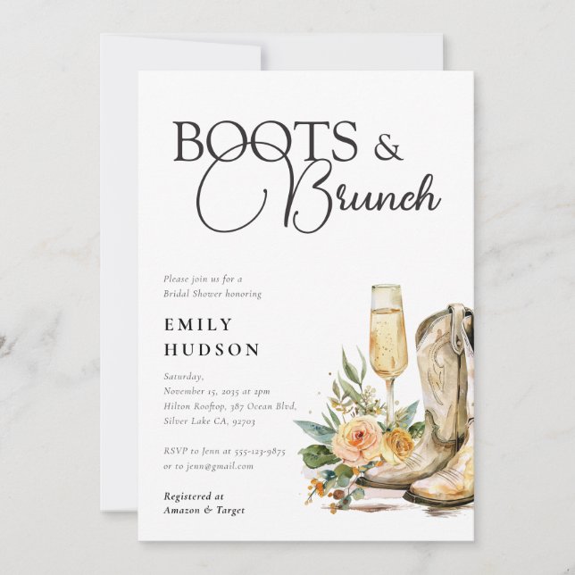 Boots and Brunch Western Bridal Shower Invitación (Anverso)