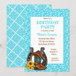 Boots Bandana Invitación al cumpleaños del girasol