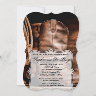 Boots Barn Wood de Invitación de Baby Shower las 5