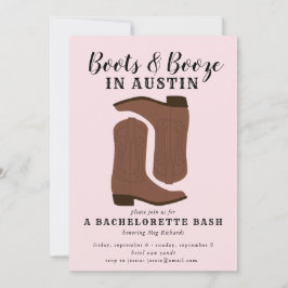 Boots & Booze Austin Texas Bachelorette Invitación