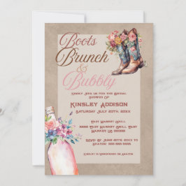 Boots Brunch & Bubbly Bridal Shower Invitación