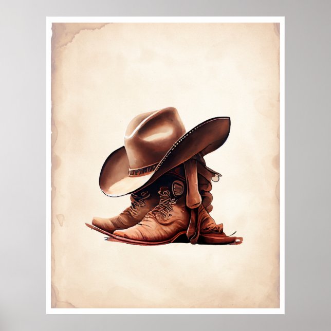 Boots de cowboy y arte acuarela Gorra (Frente)