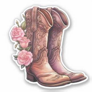 Boots de gallina con Pegatinas de rosas rosas rosa