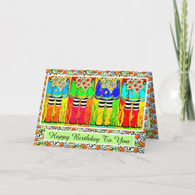 Boots de lluvia y tarjeta de cumpleaños de Daisies (Anverso)