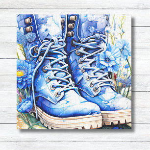 Boots de senderismo azules con imagen en lienzo Wi