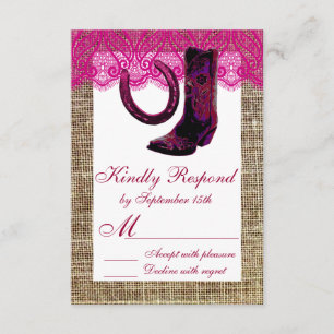 Boots de vaca rosa Horseshoe Burlap Lace RSVP
