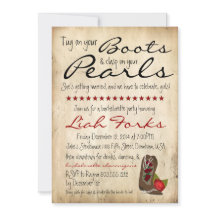 Boots & Pearls Bachelorette Party Invitación