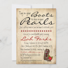 Boots & Pearls Bachelorette Party Invitación