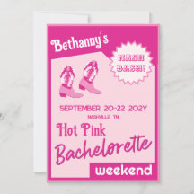 Boots rosados calientes Invitación a Bachelorette