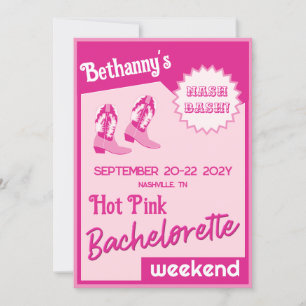 Boots rosados calientes Invitación a Bachelorette