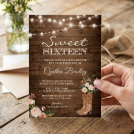 Boots rústicos Cowgirl Sweet 16 Invitación