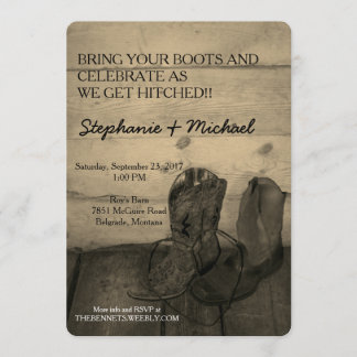 Boots rústicos invitaciones a bodas