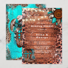 Boots turquesa de campo Invitaciones de ducha de b