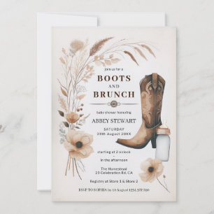 Boots y brunch de la invitación a Baby Shower de l