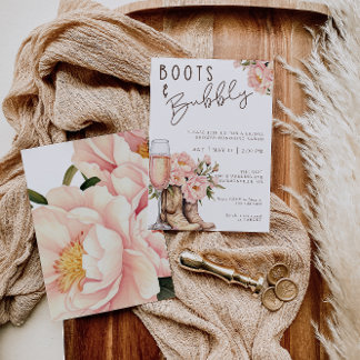 Boots y Bubbly Bridal Shower Invitación