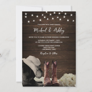 Boots y Rosas Invitaciones de boda personalizadas