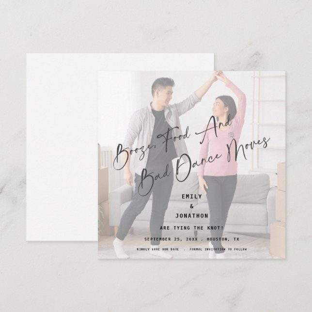 Booze Food Bad Dance Mueve Foto Guardar la fecha (Anverso / Reverso)