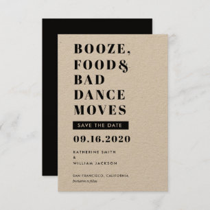 Booze Food Bad Dance Mueve Moda Guardar la tarjeta