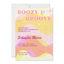 Boozy y Groovy Bachelorette Party Invitación