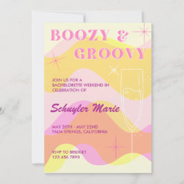 Boozy y Groovy Bachelorette Party Invitación