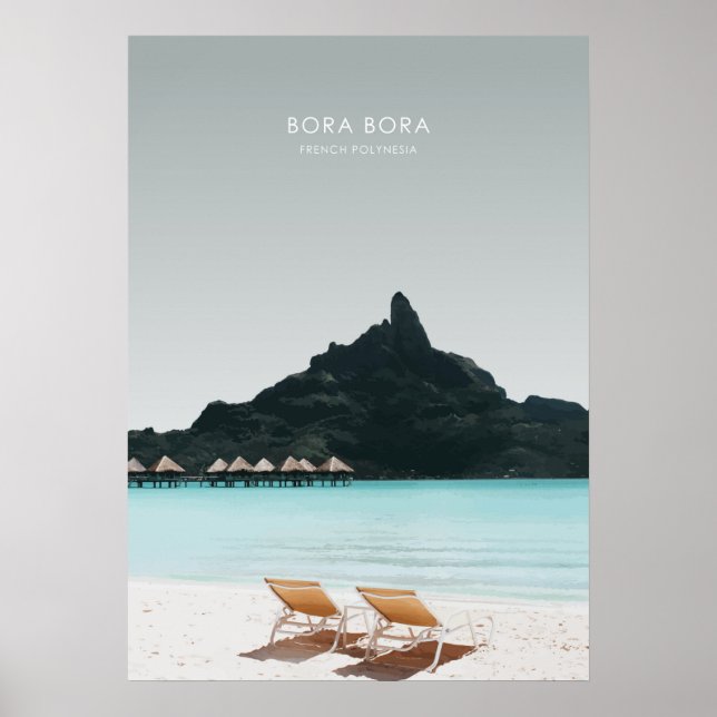 Bora Bora, arte de viajes de la Polinesia Francesa (Frente)
