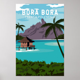 Bora Bora Polinesia Francesa Arte de Viaje Vintage