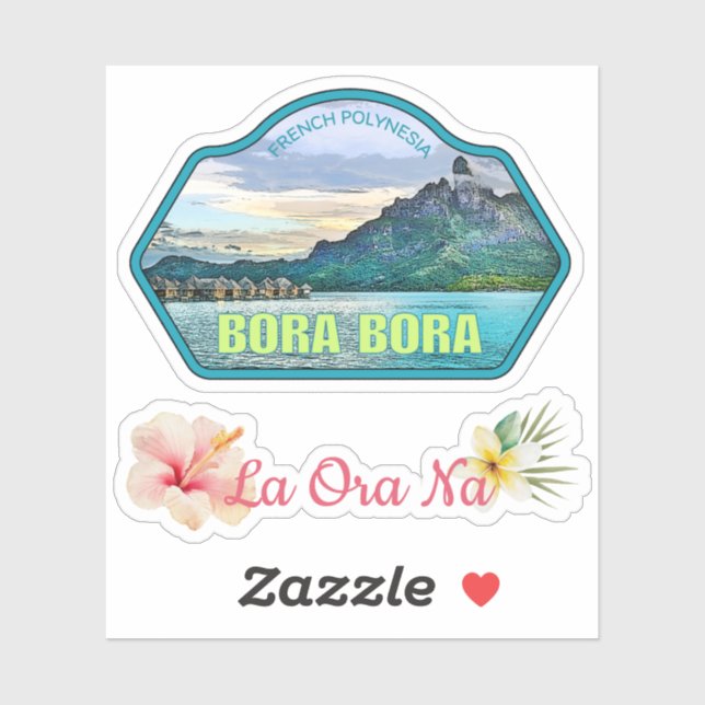 Bora Bora Tahiti Travel Vinyl Pegatina (Hoja)