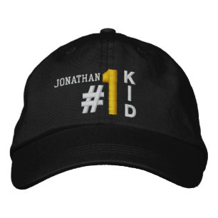 Bordada #1 Número Uno Niño Gorra NEGRO V01