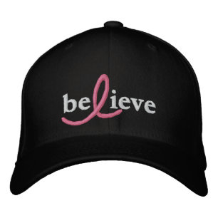 Bordada ($24.95) Cree En El Gorra De Cinta De Cáncer De Ma