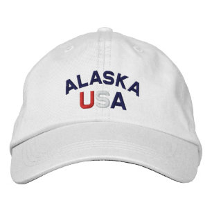 Bordada Alaska Estados Unidos Embroidificó Gorra blanco