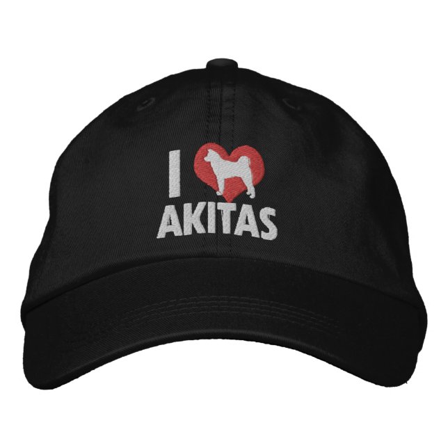 Bordada Amo a Akitas Embroidered Gorra (Oscuro) (Anverso)