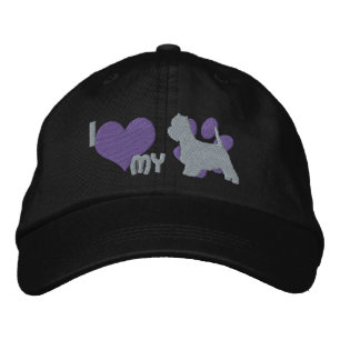 Bordada Amo a mi Gorra bordado en Westie (púrpura)
