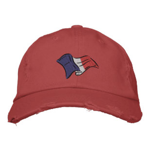 Bordada Bandera de Francia desgastada luce retro gorra de 