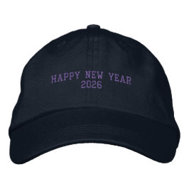 Bordada Feliz Año Nuevo 2026 Gorra Fresca de Color Marina 
