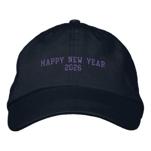 Bordada Feliz Año Nuevo 2026 Gorra Fresca de Color Marina