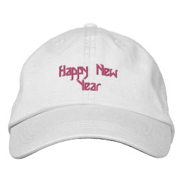 Bordada Feliz Año Nuevo Gorra blanco color rosa elegante i