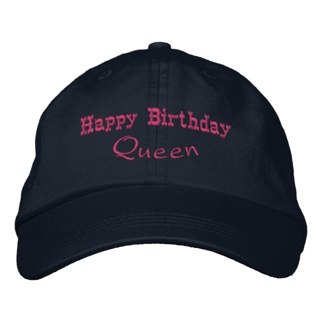 Bordada Feliz cumpleaños, reina impresa, hermosa y Gorra (Anverso)