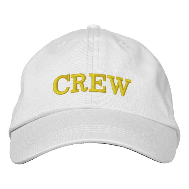 Bordada Gorra ajustable básica blanca con bordado CREW (Anverso)