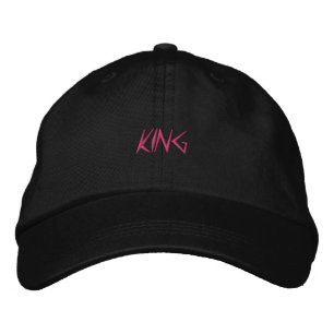 Bordada Gorra Ajustable Básica Rey Texto Color Negro