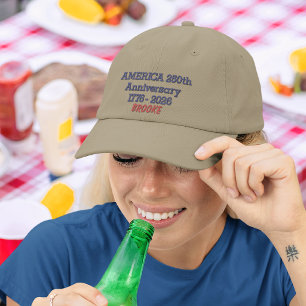 Bordada Gorra Ajustable de Hilo Rojo, Azul Marino y Caqui 