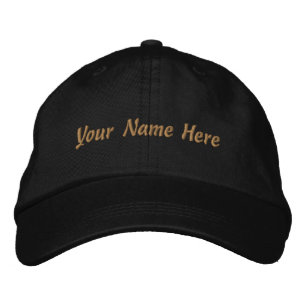 Bordada Gorra Ajustable de Nombre Personalizado Negra