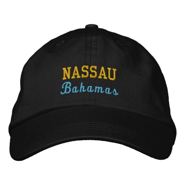 Bordada Gorra Ajustable Personalizada Nassau, Bahamas (Anverso)