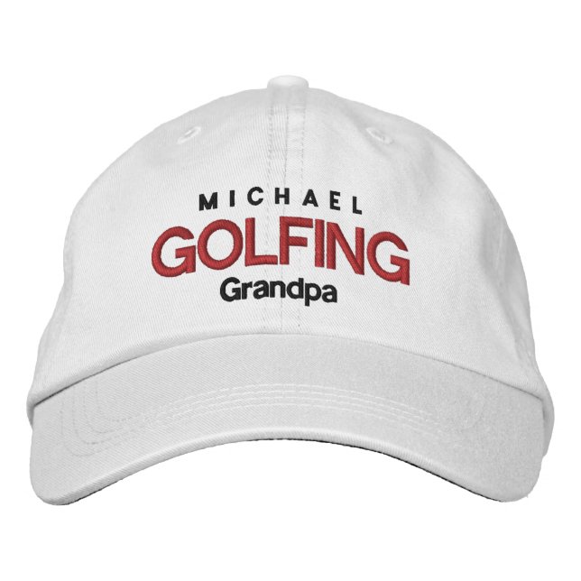 Bordada GORRA ajustable personalizado V04 GOLFING GRANDPA (Anverso)