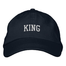 Bordada Gorra azul marino ajustable con texto KING en negr